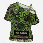 Aotearoa Iwi Ngati Raukawa Cross Shoulder Shirt Maori Wharenui House Tribal Pattern