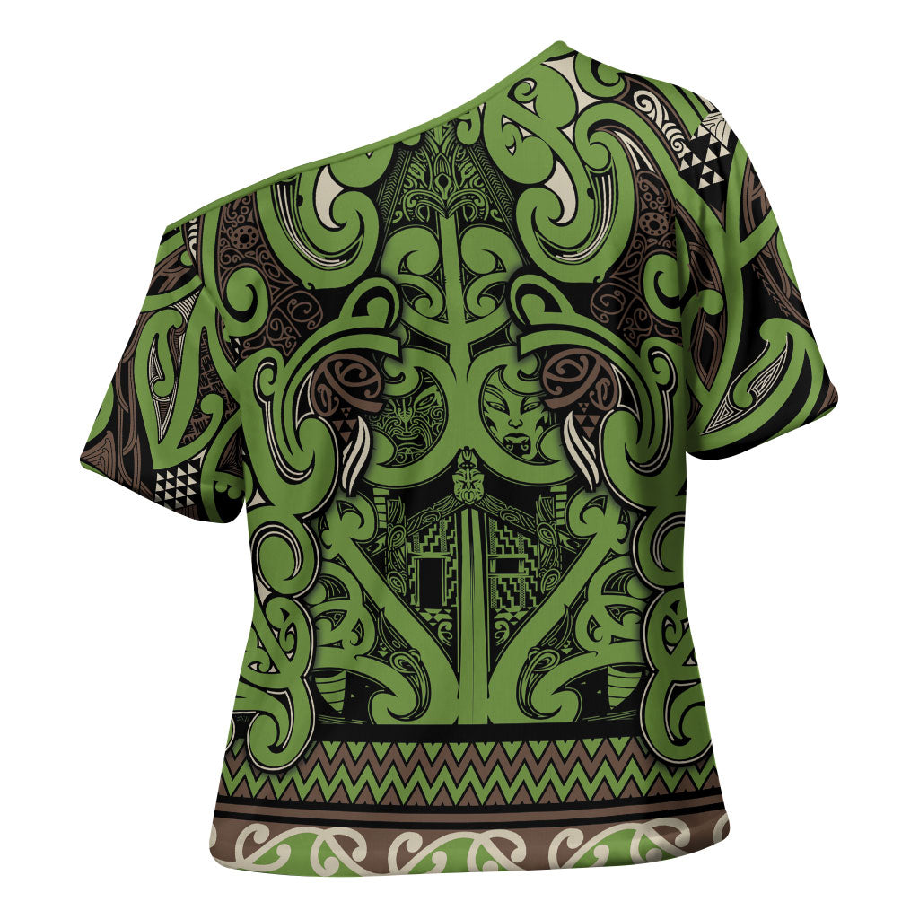 Aotearoa Iwi Ngati Raukawa Cross Shoulder Shirt Maori Wharenui House Tribal Pattern