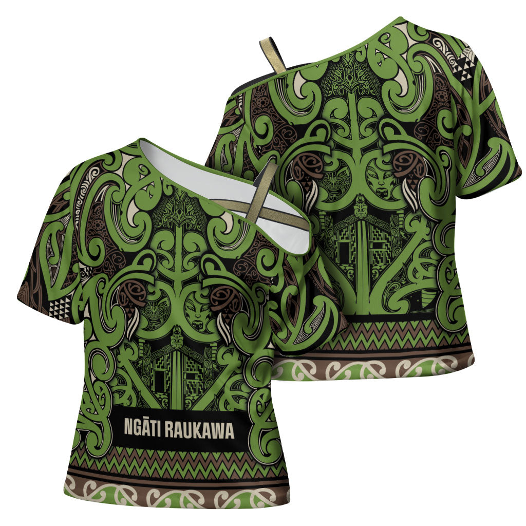 Aotearoa Iwi Ngati Raukawa Cross Shoulder Shirt Maori Wharenui House Tribal Pattern