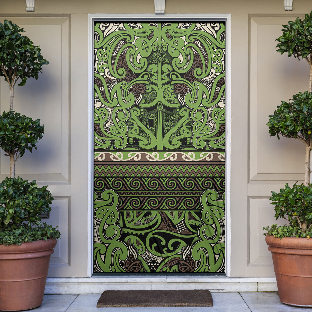 Aotearoa Iwi Ngati Raukawa Door Cover Maori Wharenui House Tribal Pattern