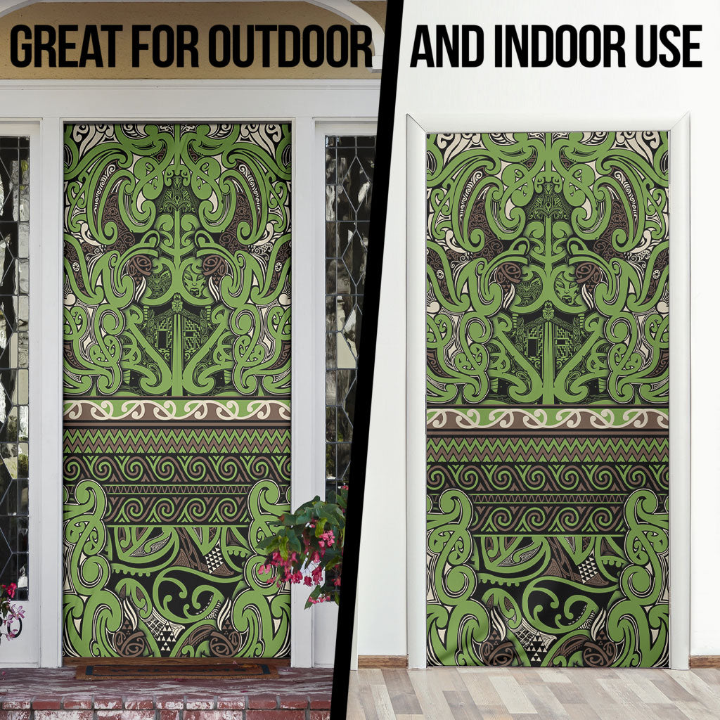 Aotearoa Iwi Ngati Raukawa Door Cover Maori Wharenui House Tribal Pattern
