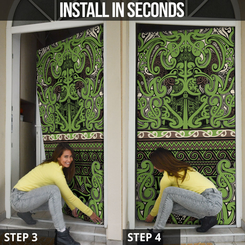 Aotearoa Iwi Ngati Raukawa Door Cover Maori Wharenui House Tribal Pattern