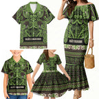 Aotearoa Iwi Ngati Raukawa Family Matching Mermaid Dress and Hawaiian Shirt Maori Wharenui House Tribal Pattern