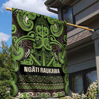 Aotearoa Iwi Ngati Raukawa Garden Flag Maori Wharenui House Tribal Pattern