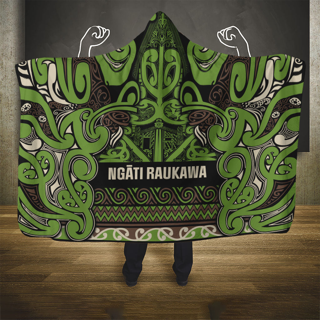 Aotearoa Iwi Ngati Raukawa Hooded Blanket Maori Wharenui House Tribal Pattern