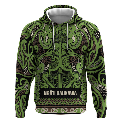 Aotearoa Iwi Ngati Raukawa Hoodie Maori Wharenui House Tribal Pattern