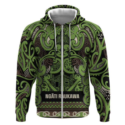 Aotearoa Iwi Ngati Raukawa Hoodie Maori Wharenui House Tribal Pattern