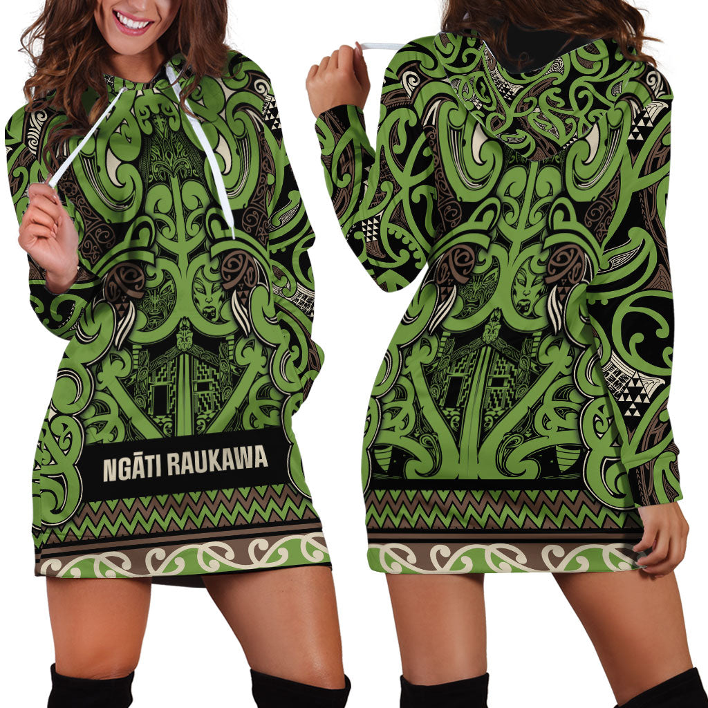 Aotearoa Iwi Ngati Raukawa Hoodie Dress Maori Wharenui House Tribal Pattern