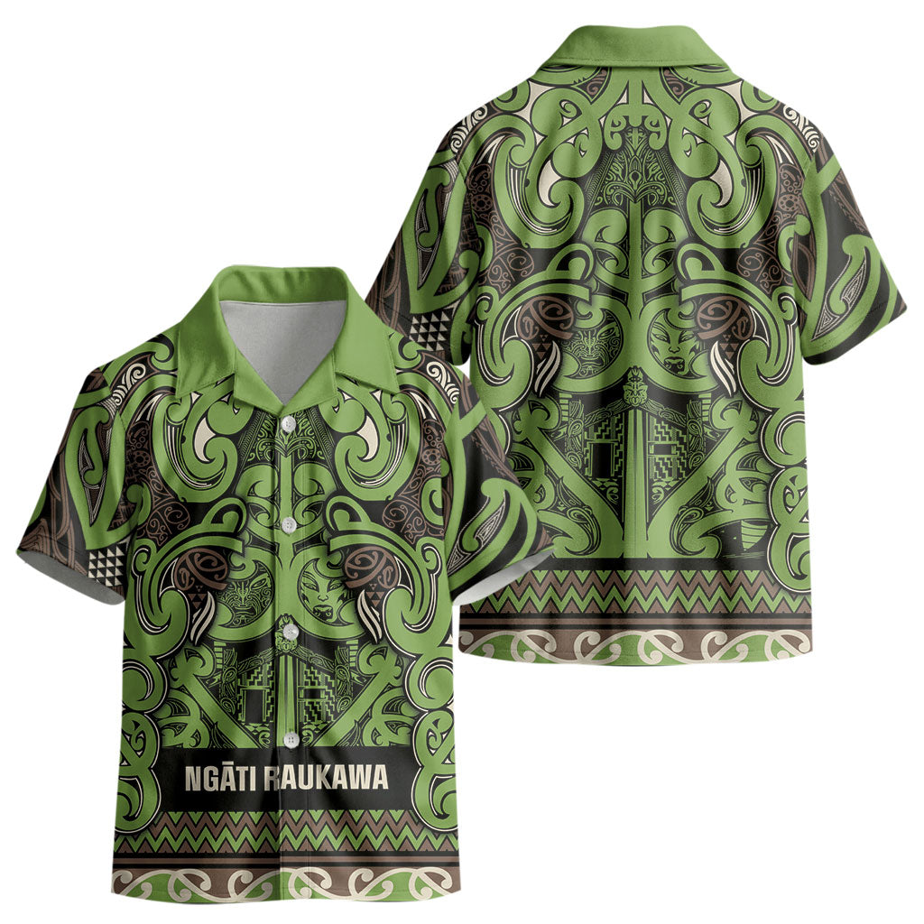 Aotearoa Iwi Ngati Raukawa Kid Hawaiian Shirt Maori Wharenui House Tribal Pattern