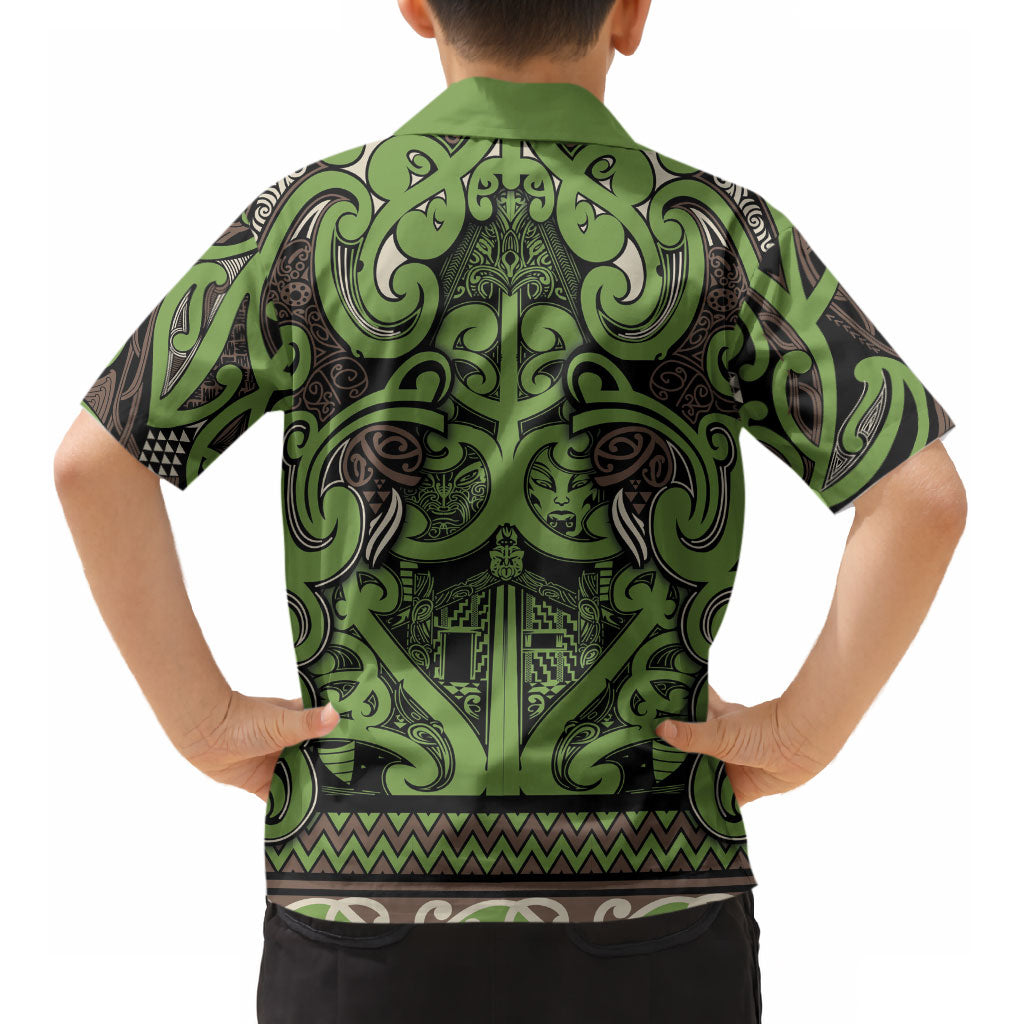 Aotearoa Iwi Ngati Raukawa Kid Hawaiian Shirt Maori Wharenui House Tribal Pattern