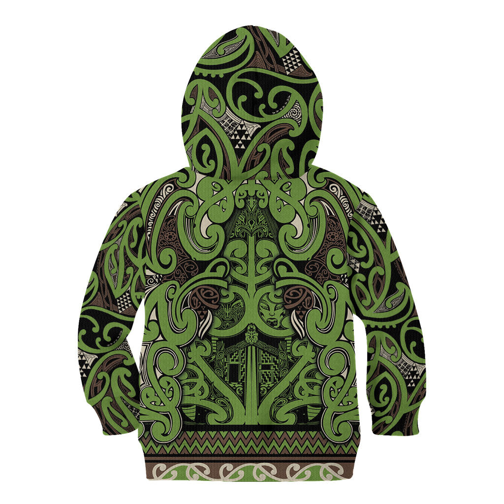 Aotearoa Iwi Ngati Raukawa Kid Hoodie Maori Wharenui House Tribal Pattern