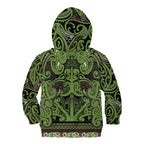 Aotearoa Iwi Ngati Raukawa Kid Hoodie Maori Wharenui House Tribal Pattern