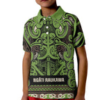 Aotearoa Iwi Ngati Raukawa Kid Polo Shirt Maori Wharenui House Tribal Pattern