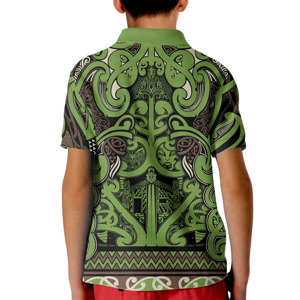 Aotearoa Iwi Ngati Raukawa Kid Polo Shirt Maori Wharenui House Tribal Pattern