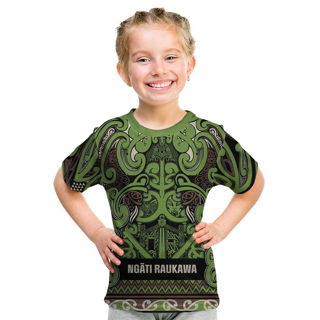Aotearoa Iwi Ngati Raukawa Kid T Shirt Maori Wharenui House Tribal Pattern