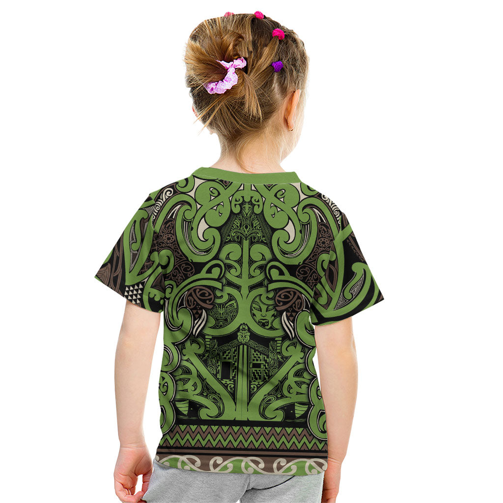 Aotearoa Iwi Ngati Raukawa Kid T Shirt Maori Wharenui House Tribal Pattern