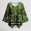 Aotearoa Iwi Ngati Raukawa Kimono Sleeve Blouse Maori Wharenui House Tribal Pattern