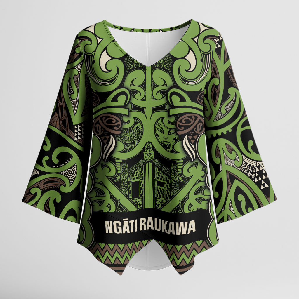 Aotearoa Iwi Ngati Raukawa Kimono Sleeve Blouse Maori Wharenui House Tribal Pattern