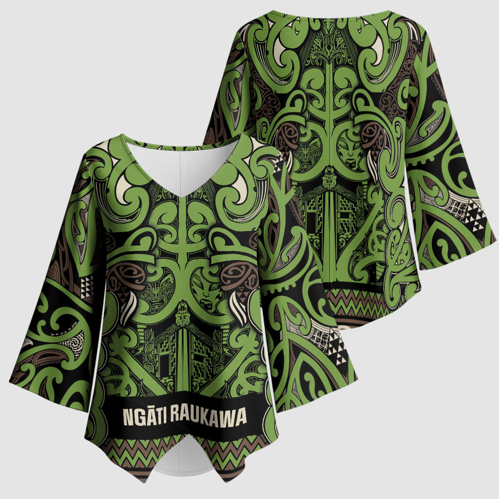 Aotearoa Iwi Ngati Raukawa Kimono Sleeve Blouse Maori Wharenui House Tribal Pattern