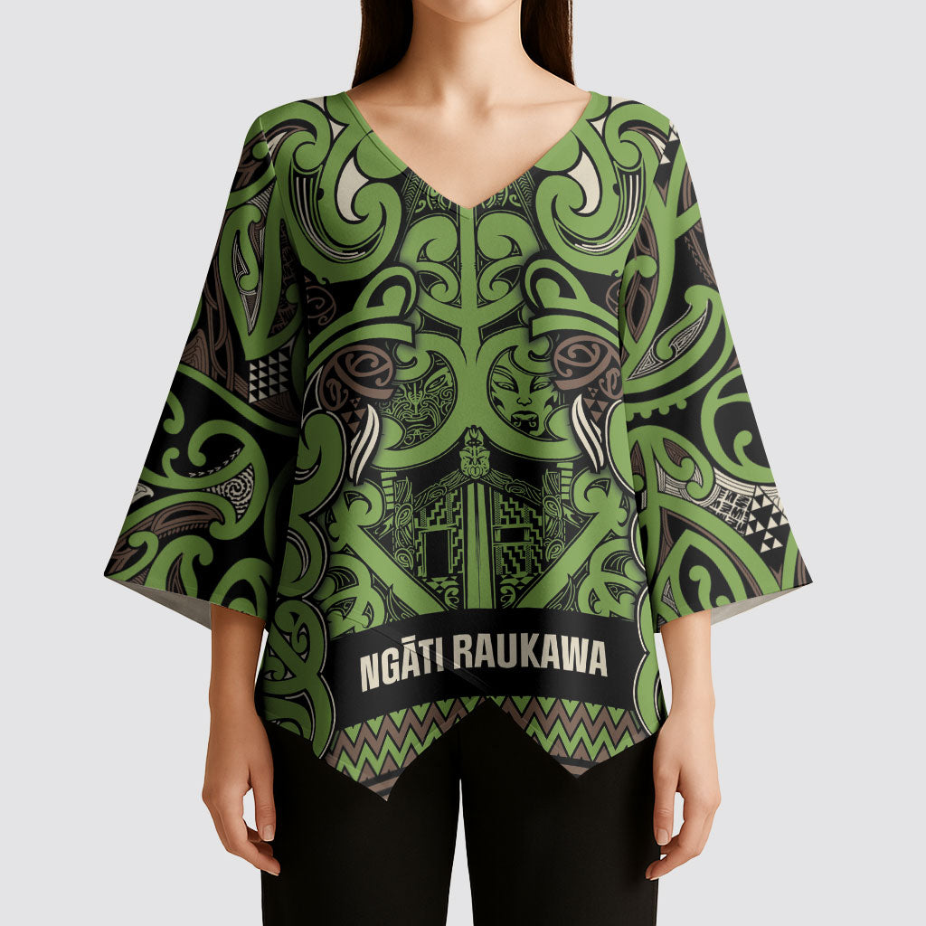 Aotearoa Iwi Ngati Raukawa Kimono Sleeve Blouse Maori Wharenui House Tribal Pattern