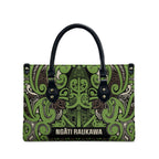 Aotearoa Iwi Ngati Raukawa Leather Bag Maori Wharenui House Tribal Pattern