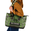 Aotearoa Iwi Ngati Raukawa Leather Tote Bag Maori Wharenui House Tribal Pattern