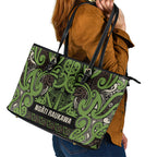 Aotearoa Iwi Ngati Raukawa Leather Tote Bag Maori Wharenui House Tribal Pattern