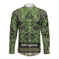 Aotearoa Iwi Ngati Raukawa Long Sleeve Button Shirt Maori Wharenui House Tribal Pattern
