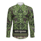 Aotearoa Iwi Ngati Raukawa Long Sleeve Button Shirt Maori Wharenui House Tribal Pattern