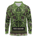 Aotearoa Iwi Ngati Raukawa Long Sleeve Polo Shirt Maori Wharenui House Tribal Pattern