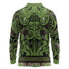 Aotearoa Iwi Ngati Raukawa Long Sleeve Polo Shirt Maori Wharenui House Tribal Pattern