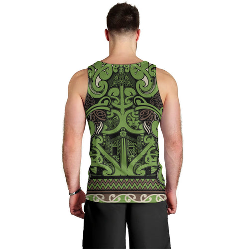 Aotearoa Iwi Ngati Raukawa Men Tank Top Maori Wharenui House Tribal Pattern