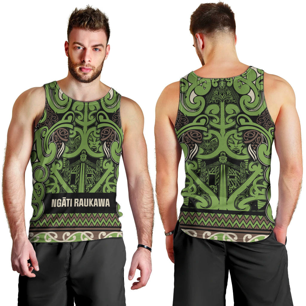 Aotearoa Iwi Ngati Raukawa Men Tank Top Maori Wharenui House Tribal Pattern
