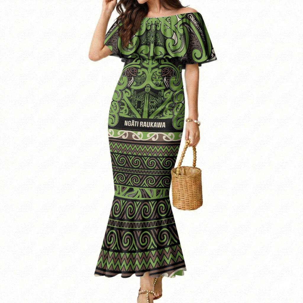 Aotearoa Iwi Ngati Raukawa Mermaid Dress Maori Wharenui House Tribal Pattern