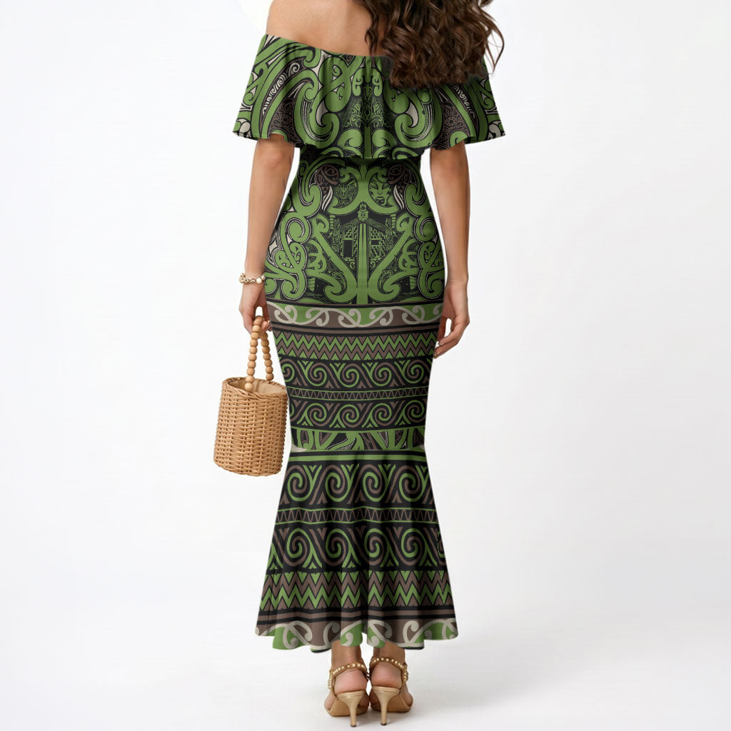Aotearoa Iwi Ngati Raukawa Mermaid Dress Maori Wharenui House Tribal Pattern