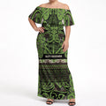 Aotearoa Iwi Ngati Raukawa Off Shoulder Maxi Dress Maori Wharenui House Tribal Pattern