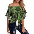 Aotearoa Iwi Ngati Raukawa Off Shoulder Wrap Waist Top Maori Wharenui House Tribal Pattern
