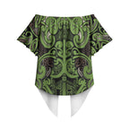 Aotearoa Iwi Ngati Raukawa Off Shoulder Wrap Waist Top Maori Wharenui House Tribal Pattern