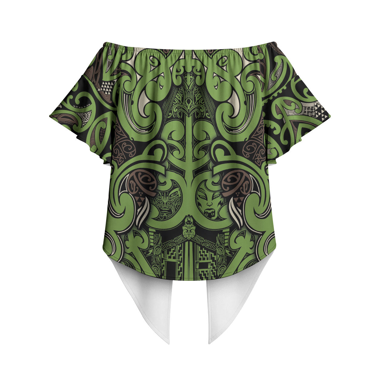 Aotearoa Iwi Ngati Raukawa Off Shoulder Wrap Waist Top Maori Wharenui House Tribal Pattern