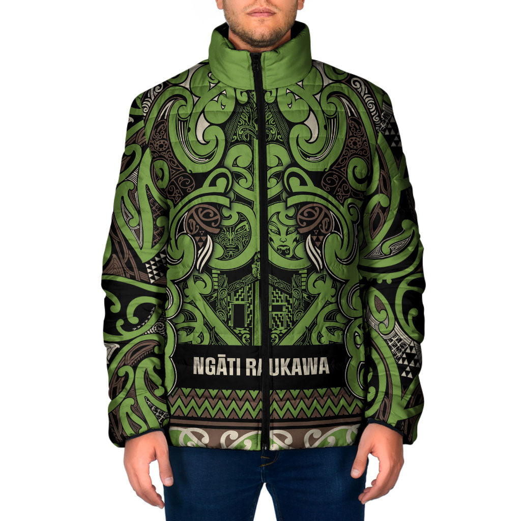 Aotearoa Iwi Ngati Raukawa Padded Jacket Maori Wharenui House Tribal Pattern