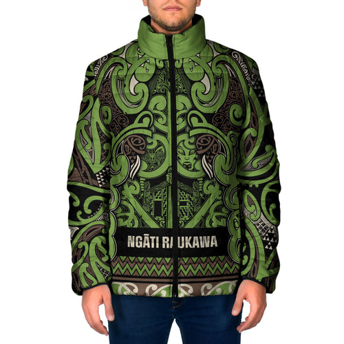 Aotearoa Iwi Ngati Raukawa Padded Jacket Maori Wharenui House Tribal Pattern