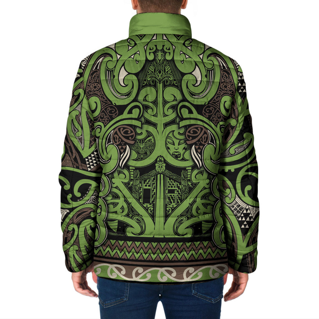 Aotearoa Iwi Ngati Raukawa Padded Jacket Maori Wharenui House Tribal Pattern