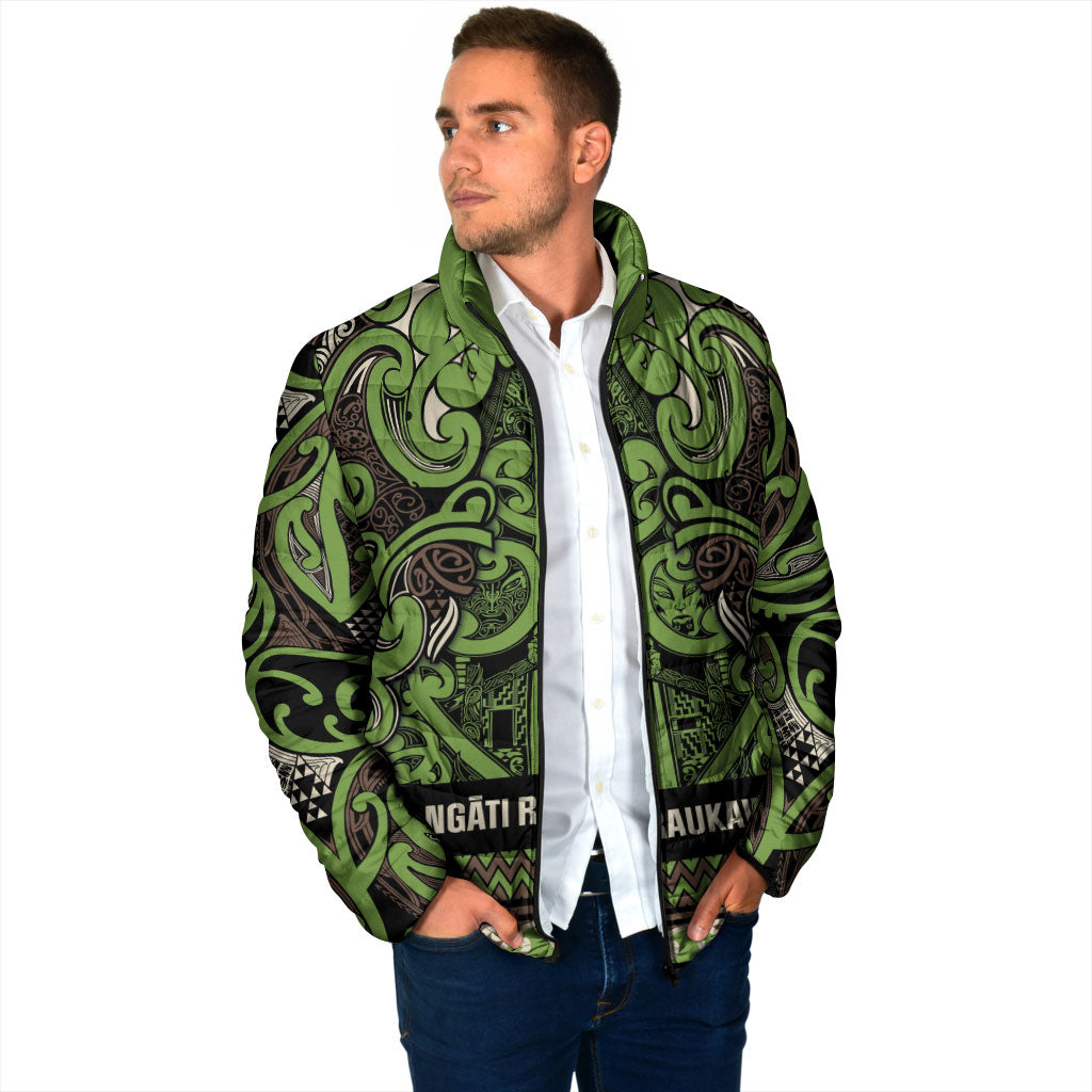 Aotearoa Iwi Ngati Raukawa Padded Jacket Maori Wharenui House Tribal Pattern