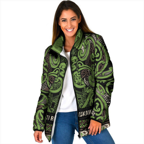 Aotearoa Iwi Ngati Raukawa Padded Jacket Maori Wharenui House Tribal Pattern