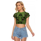 Aotearoa Iwi Ngati Raukawa Raglan Cropped T Shirt Maori Wharenui House Tribal Pattern