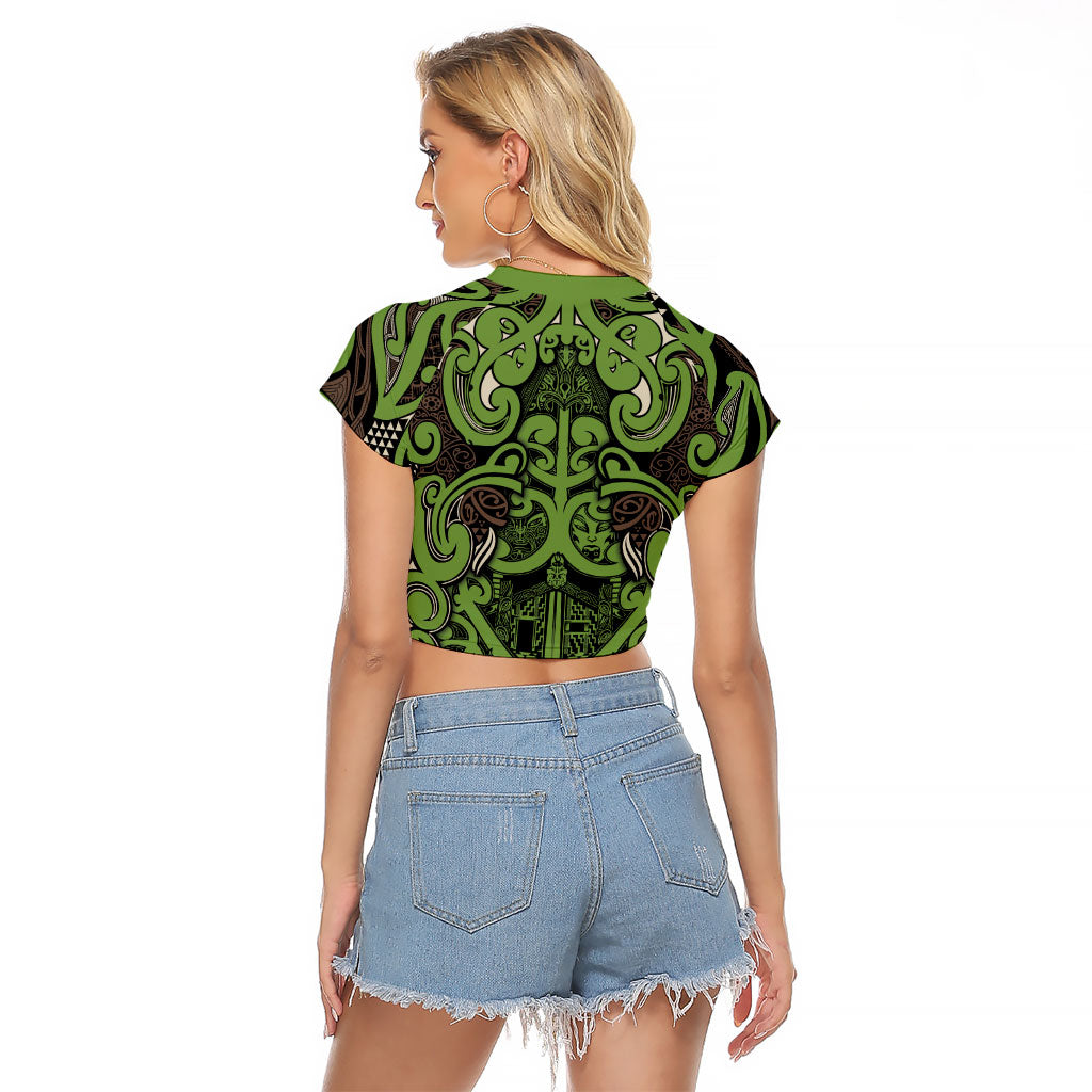 Aotearoa Iwi Ngati Raukawa Raglan Cropped T Shirt Maori Wharenui House Tribal Pattern