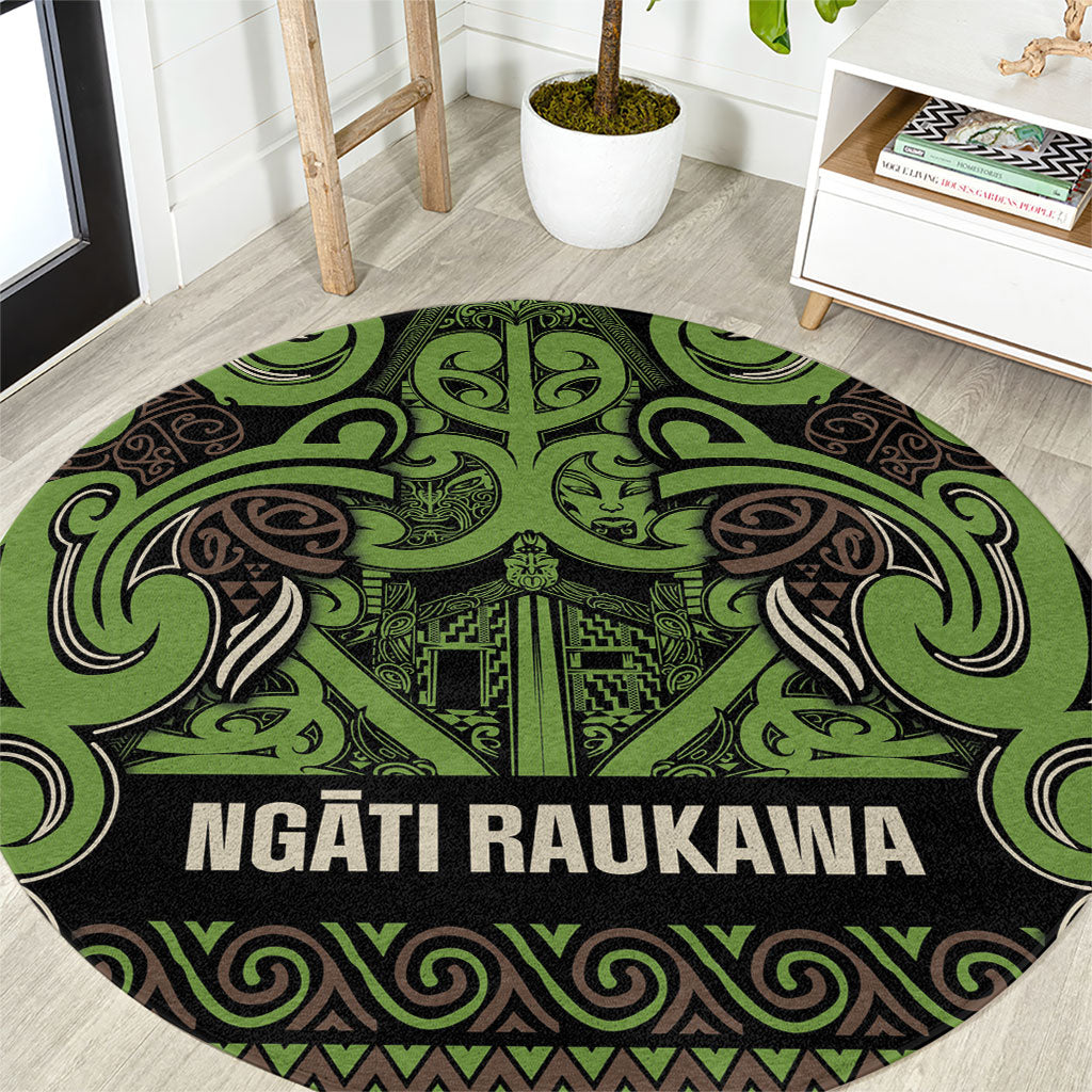 Aotearoa Iwi Ngati Raukawa Round Carpet Maori Wharenui House Tribal Pattern