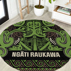 Aotearoa Iwi Ngati Raukawa Round Carpet Maori Wharenui House Tribal Pattern