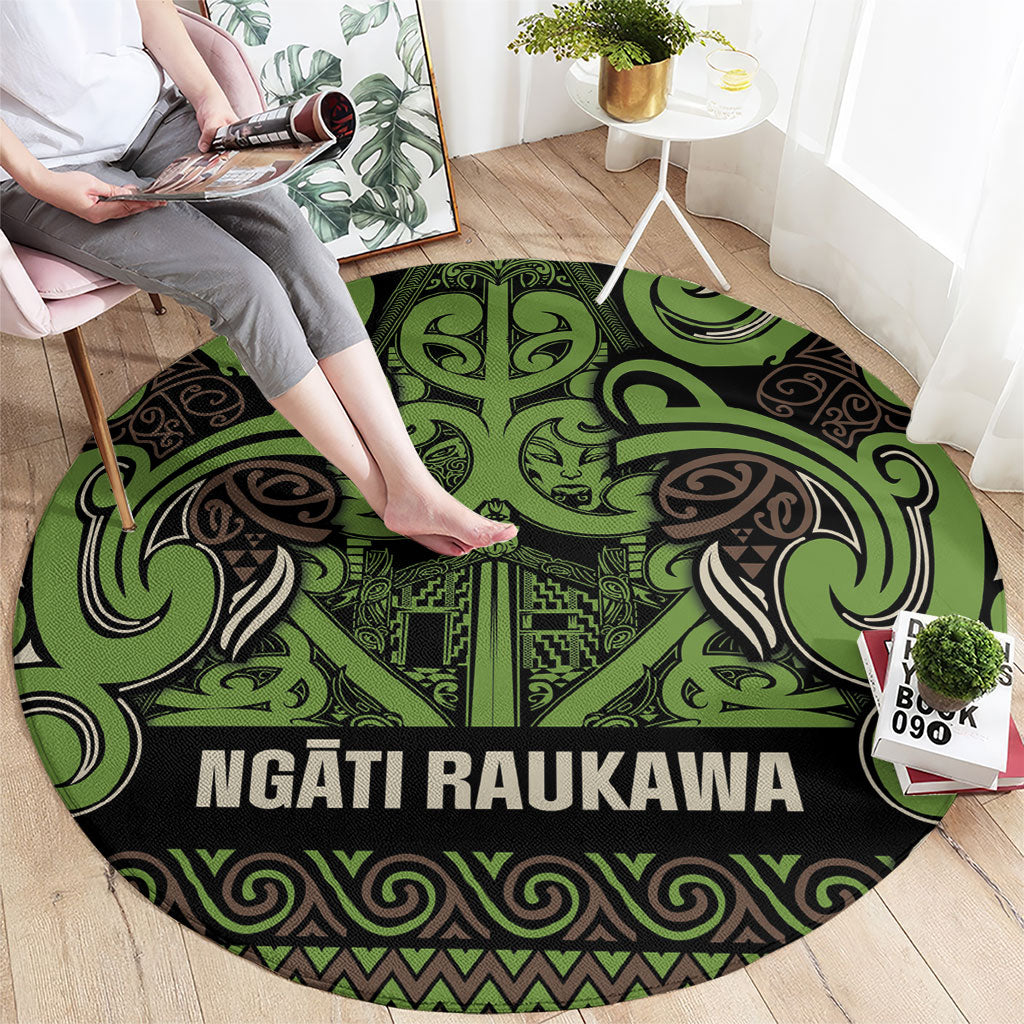 Aotearoa Iwi Ngati Raukawa Round Carpet Maori Wharenui House Tribal Pattern