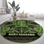 Aotearoa Iwi Ngati Raukawa Round Carpet Maori Wharenui House Tribal Pattern